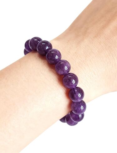 Silan's Natural Amethyst Bracelet with Lucky Card, Purple Crystal Stretch Gift for Women, Elastic Adjustable Healing Stone Jewelry in Saudi Arabia