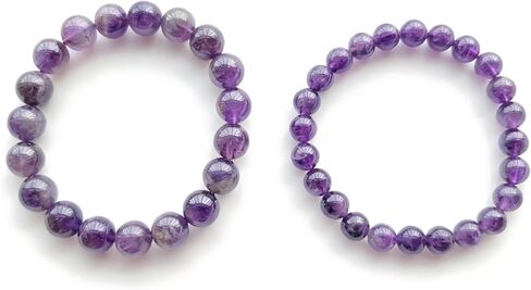 Silan's Natural Amethyst Bracelet with Lucky Card, Purple Crystal Stretch Gift for Women, Elastic Adjustable Healing Stone Jewelry in Saudi Arabia