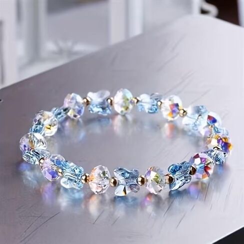 Bohemian Charm Elastic Beaded Bracelet & Bangles - Stretchy Rope with Multicolor Iridescent Beads in Saudi Arabia