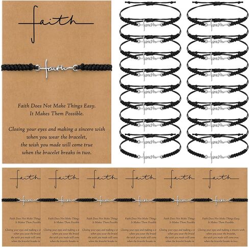 Landical Christmas Christian Faith Bracelet Bulk for Women Religious Adjustable Cross Bracelets Gifts with Positive Card in Saudi Arabia
