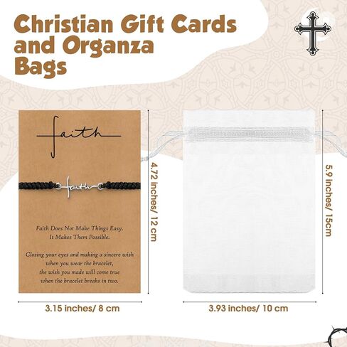 Landical Christmas Christian Faith Bracelet Bulk for Women Religious Adjustable Cross Bracelets Gifts with Positive Card in Saudi Arabia