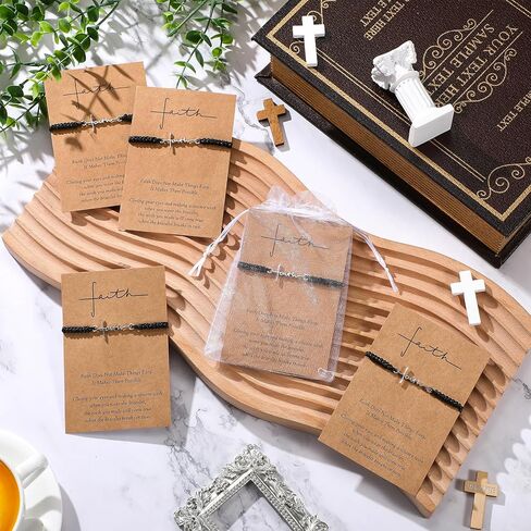 Landical Christmas Christian Faith Bracelet Bulk for Women Religious Adjustable Cross Bracelets Gifts with Positive Card in Saudi Arabia