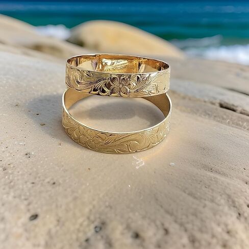 Healani Jewelry 15mm Gold Plated Hawaiian Bangle Bracelet in Saudi Arabia