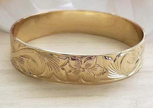 Healani Jewelry 15mm Gold Plated Hawaiian Bangle Bracelet in Saudi Arabia