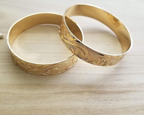 Healani Jewelry 15mm Gold Plated Hawaiian Bangle Bracelet in Saudi Arabia