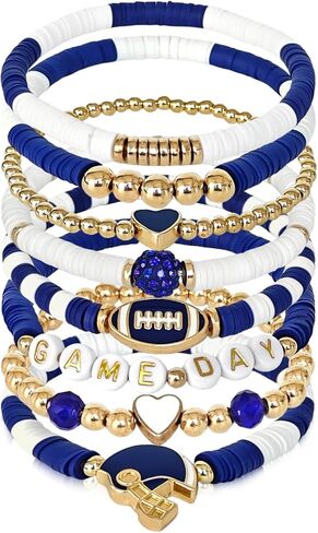 Game Day Bracelet for Women, Stackable Football Charm Bangle Jewelry for Fans & Football Moms, Sports Team Accessories Gift in Saudi Arabia