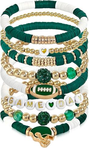 Game Day Bracelet for Women, Stackable Football Charm Bangle Jewelry for Fans & Football Moms, Sports Team Accessories Gift in Saudi Arabia