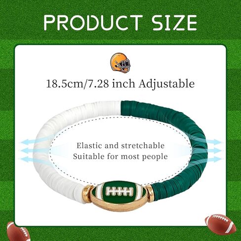 Game Day Bracelet for Women, Stackable Football Charm Bangle Jewelry for Fans & Football Moms, Sports Team Accessories Gift in Saudi Arabia