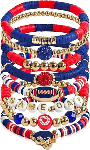 Game Day Bracelet for Women, Stackable Football Charm Bangle Jewelry for Fans & Football Moms, Sports Team Accessories Gift in Saudi Arabia