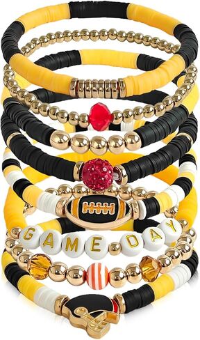 Game Day Bracelet for Women, Stackable Football Charm Bangle Jewelry for Fans & Football Moms, Sports Team Accessories Gift in Saudi Arabia