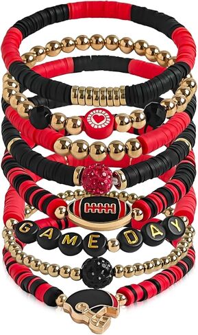 Game Day Bracelet for Women, Stackable Football Charm Bangle Jewelry for Fans & Football Moms, Sports Team Accessories Gift in Saudi Arabia