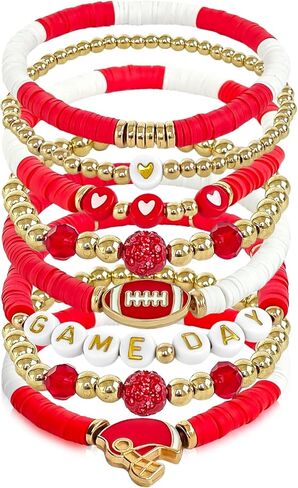 Game Day Bracelet for Women, Stackable Football Charm Bangle Jewelry for Fans & Football Moms, Sports Team Accessories Gift in Saudi Arabia