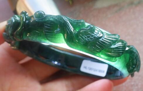 Certified Blue Green A JADE Jadeite Phoenix Bangle Bracelet 59mm 692228 AS in Saudi Arabia