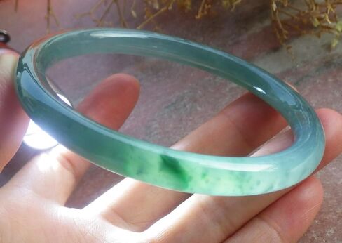 Certified Green A JADE Jadeite Round Circle Bangle Bracelet 65mm 201514 AS in Saudi Arabia