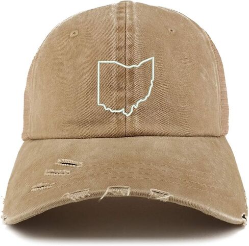 Trendy Apparel Shop Ohio State Outline Washed Front Mesh Back Frayed Bill Cap in Saudi Arabia