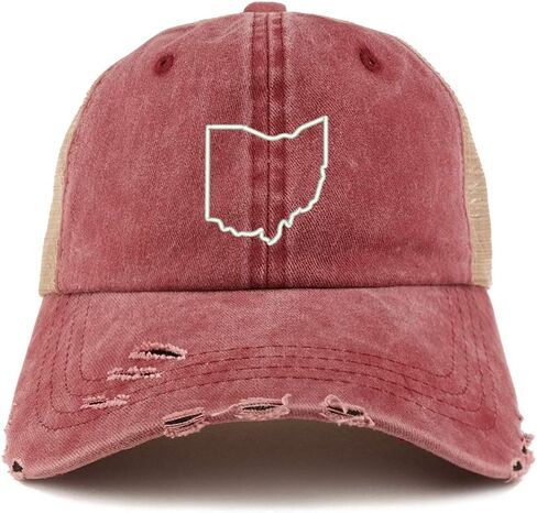 Trendy Apparel Shop Ohio State Outline Washed Front Mesh Back Frayed Bill Cap in Saudi Arabia