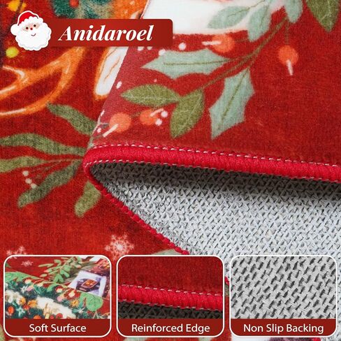 Anidaroel 2x6 Christmas Runner Rug, Washable Rug Runners for Hallways Non Slip, Red Christmas Kitchen Rugs Festive Xmas Rug Indoor Floor Runner for Entryway Fireplace Holiday Decor in Saudi Arabia