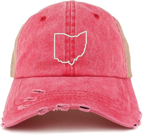 Trendy Apparel Shop Ohio State Outline Washed Front Mesh Back Frayed Bill Cap in Saudi Arabia