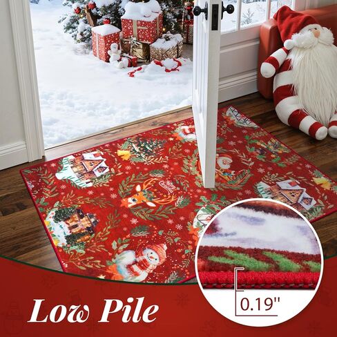 Anidaroel 2x6 Christmas Runner Rug, Washable Rug Runners for Hallways Non Slip, Red Christmas Kitchen Rugs Festive Xmas Rug Indoor Floor Runner for Entryway Fireplace Holiday Decor in Saudi Arabia
