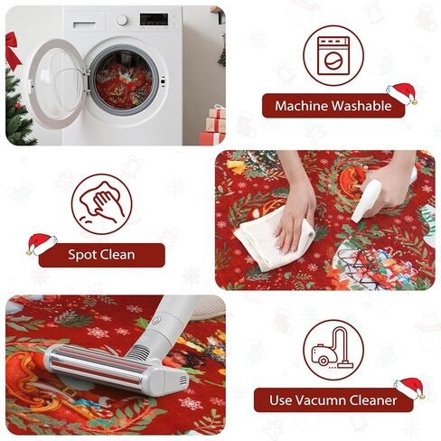 Anidaroel 2x6 Christmas Runner Rug, Washable Rug Runners for Hallways Non Slip, Red Christmas Kitchen Rugs Festive Xmas Rug Indoor Floor Runner for Entryway Fireplace Holiday Decor in Saudi Arabia