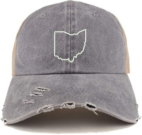 Trendy Apparel Shop Ohio State Outline Washed Front Mesh Back Frayed Bill Cap in Saudi Arabia