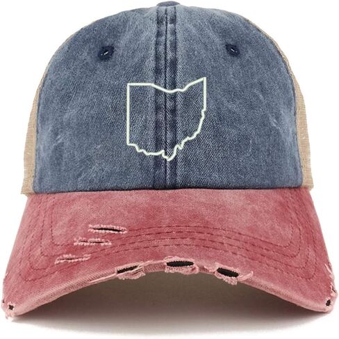 Trendy Apparel Shop Ohio State Outline Washed Front Mesh Back Frayed Bill Cap in Saudi Arabia