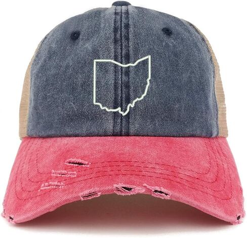 Trendy Apparel Shop Ohio State Outline Washed Front Mesh Back Frayed Bill Cap in Saudi Arabia