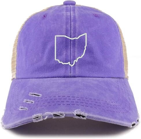 Trendy Apparel Shop Ohio State Outline Washed Front Mesh Back Frayed Bill Cap in Saudi Arabia