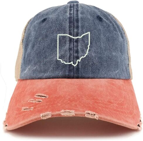 Trendy Apparel Shop Ohio State Outline Washed Front Mesh Back Frayed Bill Cap in Saudi Arabia
