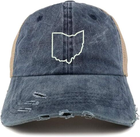 Trendy Apparel Shop Ohio State Outline Washed Front Mesh Back Frayed Bill Cap in Saudi Arabia