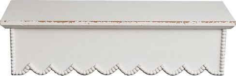 SOFE Rustic Wood Shelves for Wall - Shelf for Bedroom Bathroom Kitchen Small - White Scalloped Shelves - Bookshelf Storage Organizer - Plant Collectibles Display Shelving Wall Mounted in Saudi Arabia