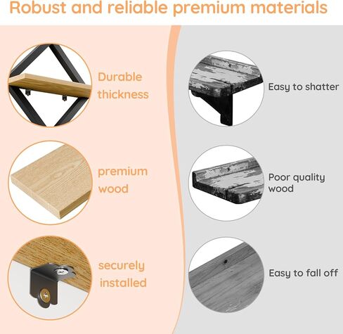 3 قطع أرفف عائمة، أرفف حائط، مجموعة أرفف تعليق ماسية مكونة من طبقتين للمطبخ والحمام والمكتب والديكور المنزلي، بني ريفي in Kuwait