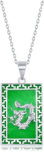 قلادات اليشم Beaux Bijoux للنساء من الفضة الإسترليني - قلادة التنين الصيني FU رمز الحظ الجيد - مجوهرات اليشم الأخضر - هدايا مجوهرات فريدة ذات مغزى للنساء in Saudi Arabia