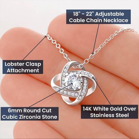 To My Daughter Necklace Gifts for Daughter from Dad, Christmas, Birthday Gift from Father Necklaces Love Knot White Gold 14k Cubic Zirconia with Luxury Wood Box in Saudi Arabia