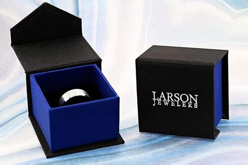 Zayden | Titanium Ring | Comfort Fit | Black Titanium Ring with Blue & Black Carbon Fiber Inlay and Beveled Edges - 8mm in Saudi Arabia