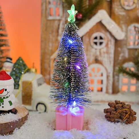 Mini Christmas Tree with Lights, 4 Pack Tabletop Christmas Tree with LED Lights and Star Topper for Indoor Christmas Decorations Holiday Party Ornagment, Christmas Centerpieces for Tables in Saudi Arabia