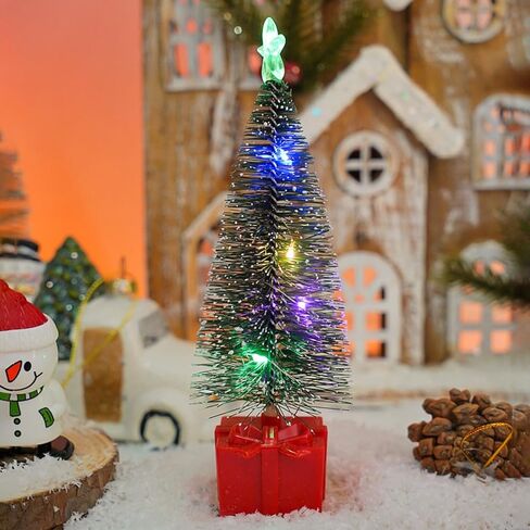 Mini Christmas Tree with Lights, 4 Pack Tabletop Christmas Tree with LED Lights and Star Topper for Indoor Christmas Decorations Holiday Party Ornagment, Christmas Centerpieces for Tables in Saudi Arabia