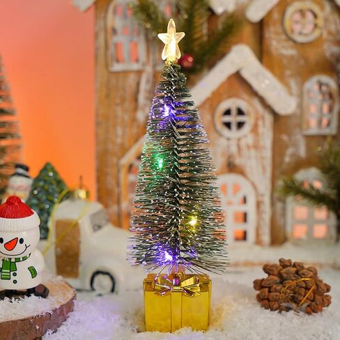 Mini Christmas Tree with Lights, 4 Pack Tabletop Christmas Tree with LED Lights and Star Topper for Indoor Christmas Decorations Holiday Party Ornagment, Christmas Centerpieces for Tables in Saudi Arabia
