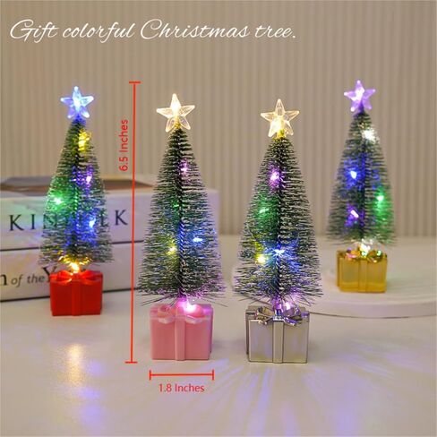 Mini Christmas Tree with Lights, 4 Pack Tabletop Christmas Tree with LED Lights and Star Topper for Indoor Christmas Decorations Holiday Party Ornagment, Christmas Centerpieces for Tables in Saudi Arabia