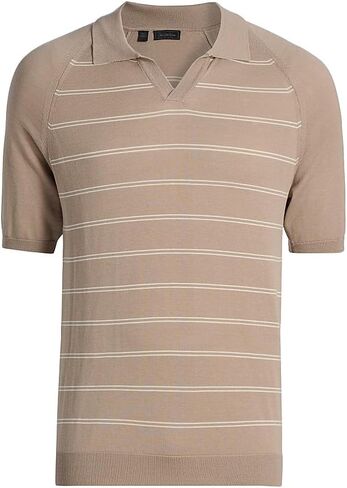 SAKS FIFTH AVENUE Striped Cotton-Silk Polo Shirt in Saudi Arabia