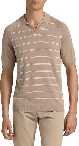 SAKS FIFTH AVENUE Striped Cotton-Silk Polo Shirt in Saudi Arabia