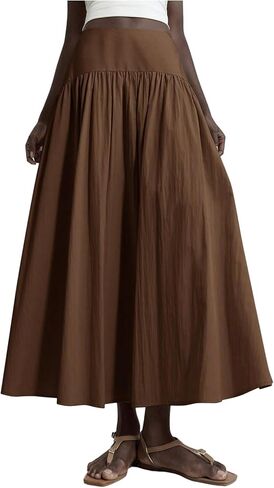 SHENHE Women's Summer Drop Waist Maxi Skirt A Line Flowy Casual Going Out Long Skirt in Kuwait