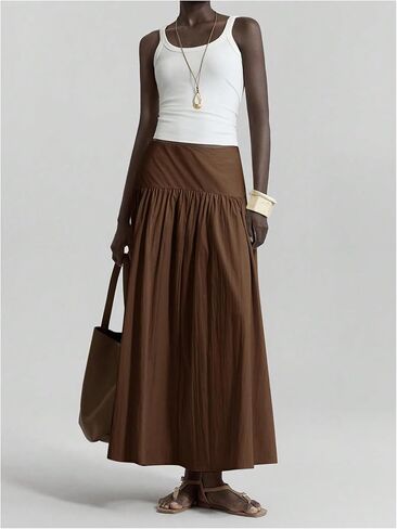 SHENHE Women's Summer Drop Waist Maxi Skirt A Line Flowy Casual Going Out Long Skirt in Saudi Arabia