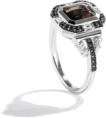 Jewelili Star Wars™ Fine Jewelry خاتم Wookiee للسيدات 1/3 قيراط. الماس الأبيض والأسود وفضية كوارتز سموكي in Saudi Arabia