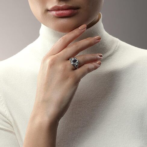 Jewelili Star Wars™ Fine Jewelry خاتم Wookiee للسيدات 1/3 قيراط. الماس الأبيض والأسود وفضية كوارتز سموكي in Saudi Arabia