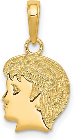 14k Yellow Gold Boy Head Profile Charm Pendant for Women, Textured Silhouette Design, Sentimental Family Jewelry Keepsake, Heirloom Mother Son Token, Meaningful Grandmother Necklace Charm in Saudi Arabia