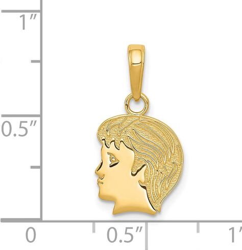 14k Yellow Gold Boy Head Profile Charm Pendant for Women, Textured Silhouette Design, Sentimental Family Jewelry Keepsake, Heirloom Mother Son Token, Meaningful Grandmother Necklace Charm in Saudi Arabia