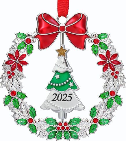 الحلي عيد الميلاد 2025 مؤرخة شجرة عيد الميلاد الحلي زينة عيد الميلاد زخرفة عيد الميلاد هدايا تذكار معلقة معدنية مضحك الرنة إكليل هدايا عيد الميلاد لزملاء العمل الأسرة in Kuwait