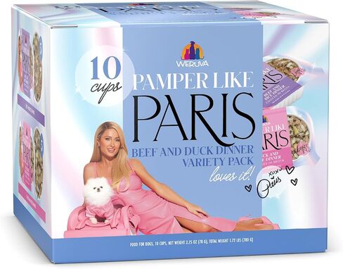 Pamper Like Paris Natural Wet Dog Food, Beef and Duck Recipes Cooked in Broth Variety Pack (2.75oz Cup, Pack of 10) in Saudi Arabia