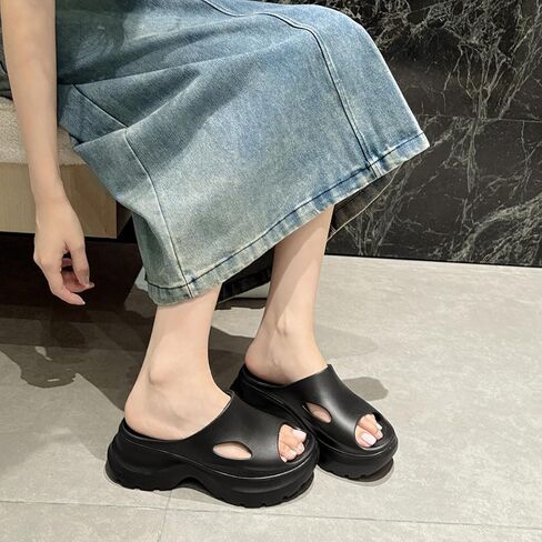 Women Eva Round Open Toe Arch Support Platform Cloud Slide Sandals Slip-On Comfort Anti-Slip Lug Sole Pillow Bathroom Shower Slippers Outdoor Casual Lightweight Cushion Beach Walking Sandals in Kuwait